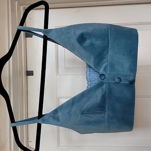 JNSQ blue velvet crop tank top